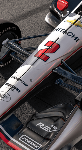 A vertical slice of the front end of a modern IndyCar.